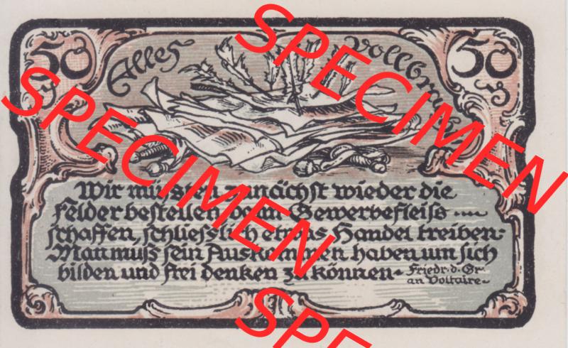 Notgeldscheine Friedrichsbrunn, Gemeinde in Provinz Sachsen Notgeld 1921, 50 Pfennig 10 Alles vollbracht (3) Sammlung