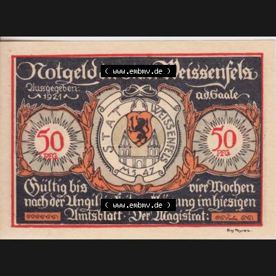 Notgeldscheine Weissenfels, Stadt in Provinz Sachsen Notgeld 1921, 50 Pfennig Herrenschuh, Damenschuh (1) Sammlung