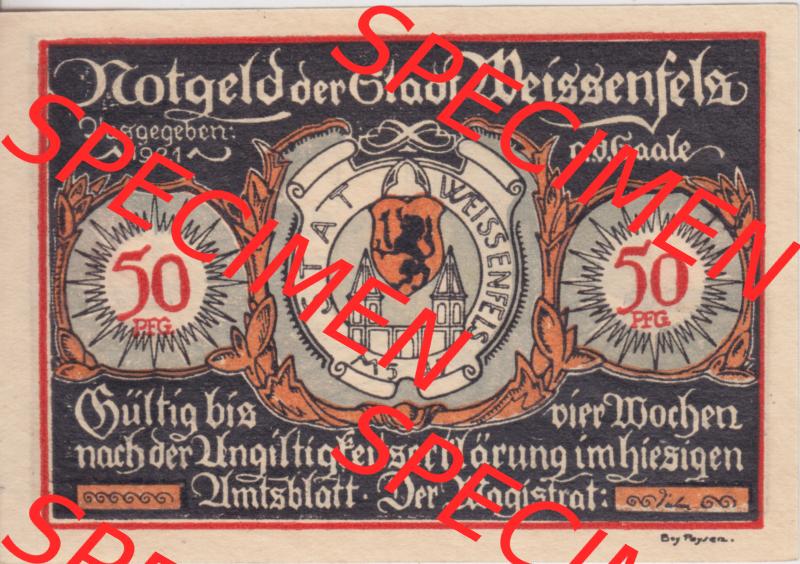 Notgeldscheine Weissenfels, Stadt in Provinz Sachsen Notgeld 1921, 50 Pfennig Herrenschuh 1880, Damemschuh 1920 (1) Sammlung