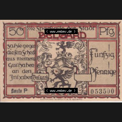 Notgeldscheine Belgrad, Stadt in Pommern Notgeld Uniformen 192x, 50 Pfennig (1) Sammlung