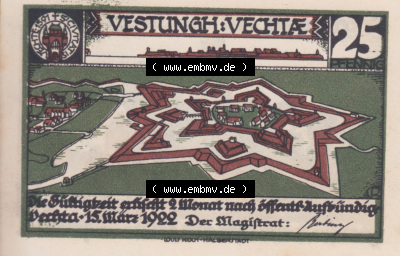 Notgeldscheine Vechta, Stadt in Oldenburg 1, 25 Pfennig (1) Sammlung
