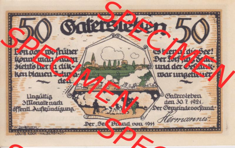 Notgeldscheine Gatersleben, Gemeinde in Provinz Sachsen Notgeld Max und Moritz 1921, 50 Pfennig Max und Moritz Verse (1) Sammlung