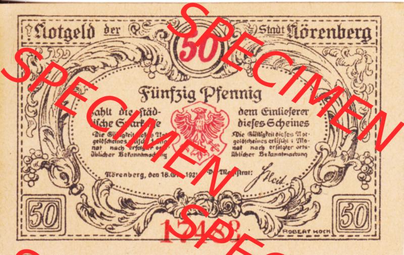 Notgeldscheine Nörenberg, Stadt in Pommern Notgeld 1921, 50 Pfennig (1) Sammlung