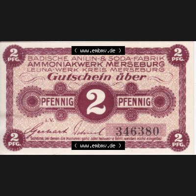 Notgeldscheine Merseburg, Stadt in Provinz Sachsen Notgeld Merseburg 2 Pfennig (1) Sammlung