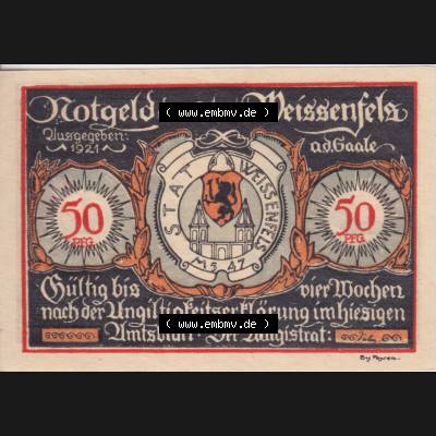 Notgeldscheine Weissenfels, Stadt in Provinz Sachsen Notgeld 1921, 50 Pfennig Herrenschuh 1880, Damemschuh 1920 (1) Sammlung
