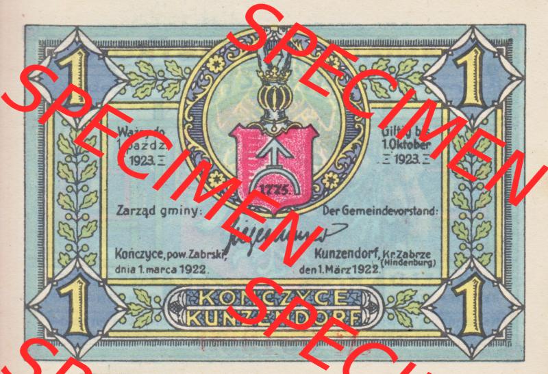Notgeldscheine Kunzendorf, Gemeinde in Polnisch Oberschlesien Notgeld (0003) Sammlung