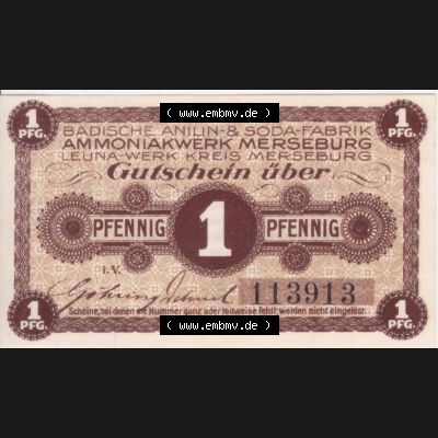 Notgeldscheine Merseburg, Stadt in Provinz Sachsen Notgeld Merseburg 1 Pfennig (1) Sammlung