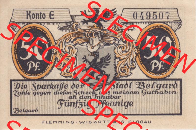 Notgeldscheine Belgrad, Stadt in Pommern Notgeld Stadtansichten 192x, 50 Pfennig (1) Sammlung