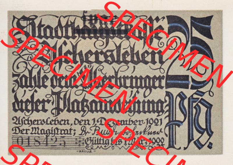 Notgeldscheine Aschersleben, Stadt in Provinz Sachsen Notgeld 1921, Serie 2, 25 Pfennig Sonne und Feld (1) Sammlung