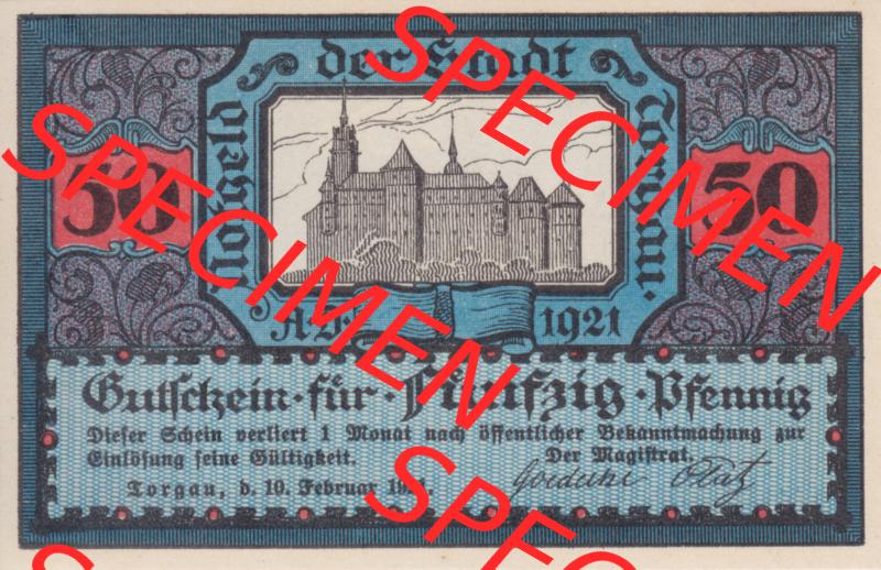 Notgeldscheine Torgau, Stadt in Provinz Sachsen Notgeld 1921, 50 Pfennig (1) Sammlung