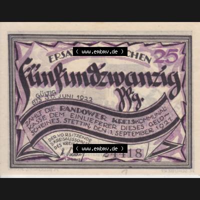 Notgeldscheine Randow, Kreis in Pommern Notgeld 1921, 25 Pfennig Lied Vers 4 Sammlung