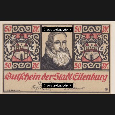 Notgeldscheine Eilenburg, Stadt in Provinz Sachsen Notgeld 1921, Martin Rinkart, 50 Pfennig 4 Sammlung