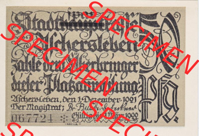 Notgeldscheine Aschersleben, Stadt in Provinz Sachsen Notgeld 1921, Serie 2, 50 Pfennig Bauer (1) Sammlung