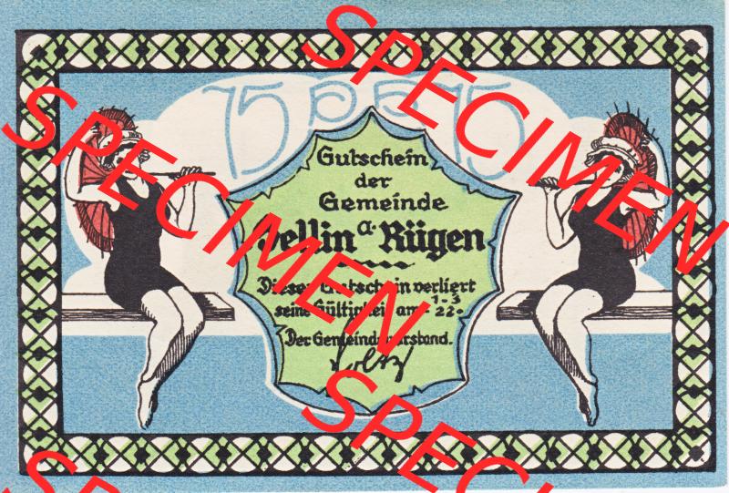 Notgeldscheine Sellin, Gemeinde in Pommern Rügen Notgeld 1922, 75 Pfennig Sellin du Karl up de (1) Sammlung