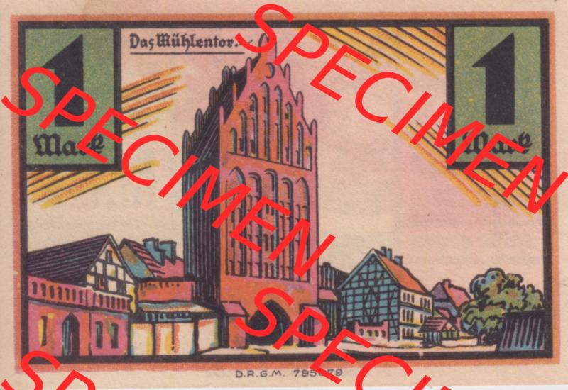 Notgeldscheine Stolp, Sparkasse in Pommern Notgeld Stolp, 1 Mark Das Mühlentor (1) Sammlung