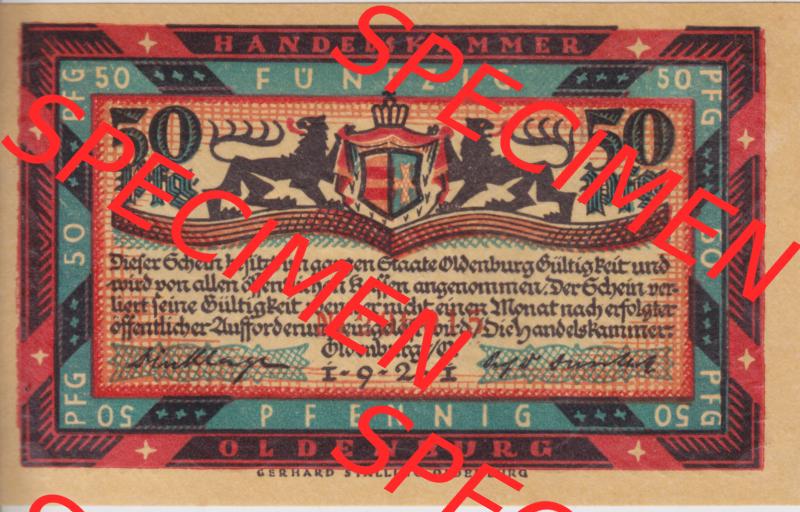 Notgeldscheine Handelskammer in Oldenburg 1921, 50 Pfennig Wer dem Herde naht (1) Sammlung