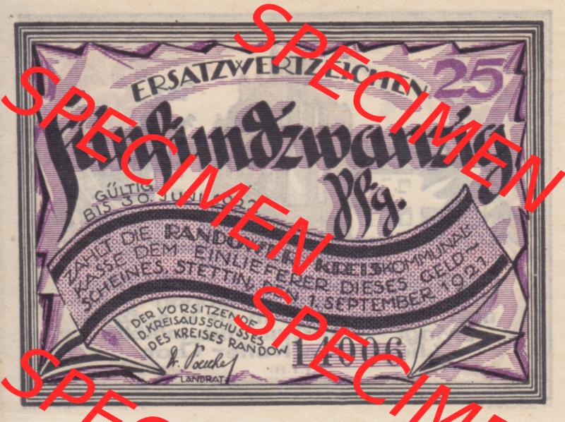 Notgeldscheine Randow, Kreis in Pommern Notgeld 1921, 25 Pfennig Lied Vers 3 Sammlung