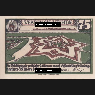 Notgeldscheine Vechta, Stadt in Oldenburg 3, 75 Pfennig (1) Sammlung