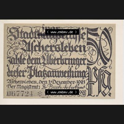 Notgeldscheine Aschersleben, Stadt in Provinz Sachsen Notgeld 1921, Serie 2, 50 Pfennig Bauer (1) Sammlung