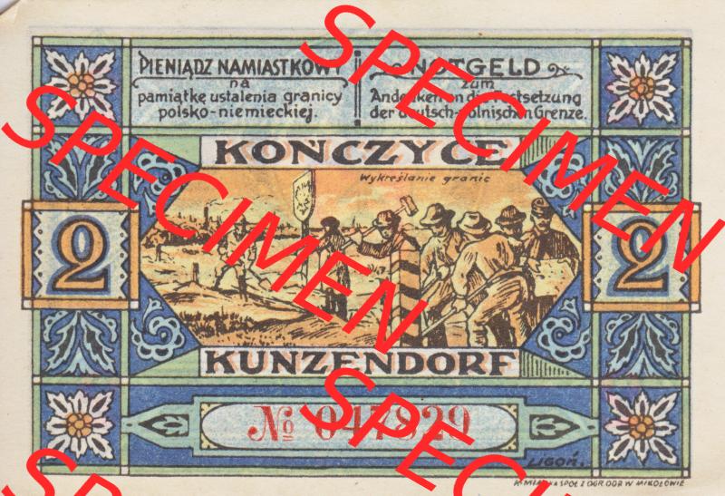 Notgeldscheine Kunzendorf, Gemeinde in Polnisch Oberschlesien Notgeld (0006) Sammlung