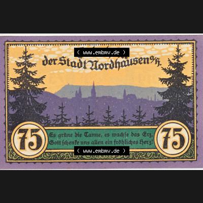 Notgeldscheine Nordhausen, Stadt in Provinz Sachsen Notgeld 1921, 75 Pfennig der wilde Mann (1) Sammlung