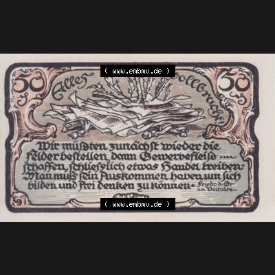 Notgeldscheine Friedrichsbrunn, Gemeinde in Provinz Sachsen Notgeld 1921, 50 Pfennig 10 Alles vollbracht (3) Sammlung