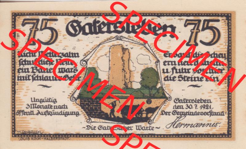 Notgeldscheine Gatersleben, Gemeinde in Provinz Sachsen Notgeld Max und Moritz 1921, 75 Pfennig Ende von Max und Moritz (1) Sammlung