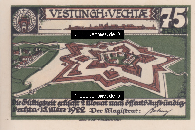 Notgeldscheine Vechta, Stadt in Oldenburg 3, 75 Pfennig (1) Sammlung