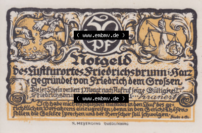 Notgeldscheine Friedrichsbrunn, Gemeinde in Provinz Sachsen Notgeld 1921, 50 Pfennig Kinder aufbauen (1) Sammlung