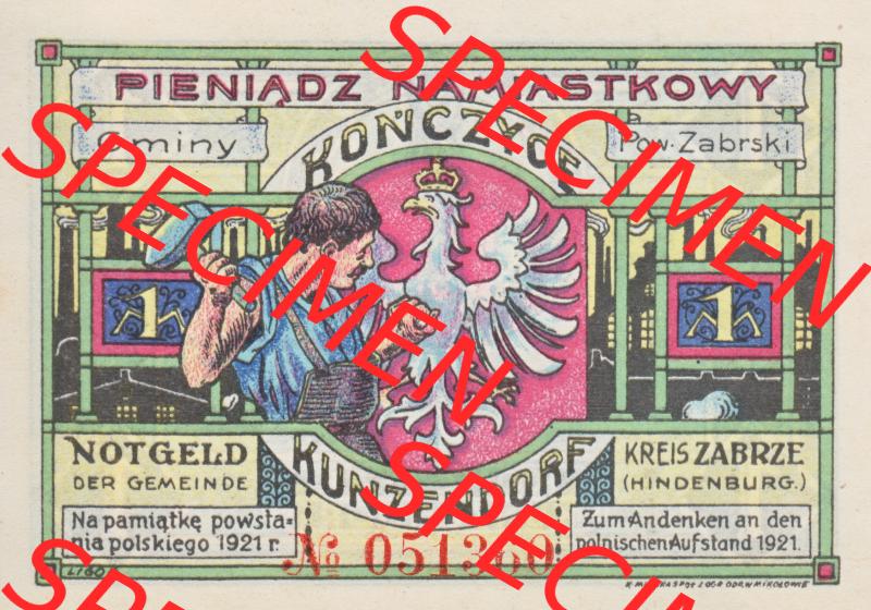 Notgeldscheine Kunzendorf, Gemeinde in Polnisch Oberschlesien Notgeld (0004) Sammlung