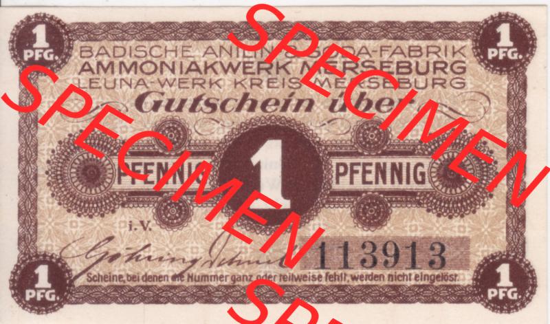 Notgeldscheine Merseburg, Stadt in Provinz Sachsen Notgeld Merseburg 1 Pfennig (1) Sammlung