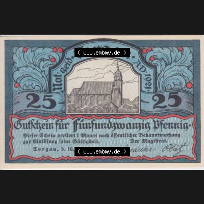 Notgeldscheine Torgau, Stadt in Provinz Sachsen Notgeld 1921, 25 Pfennig (1) Sammlung
