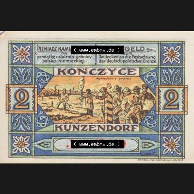 Notgeldscheine Kunzendorf, Gemeinde in Polnisch Oberschlesien Notgeld (0006) Sammlung