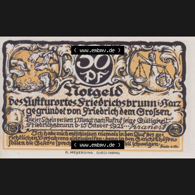 Notgeldscheine Friedrichsbrunn, Gemeinde in Provinz Sachsen Notgeld 1921, 50 Pfennig Flötenkonzert (1) Sammlung
