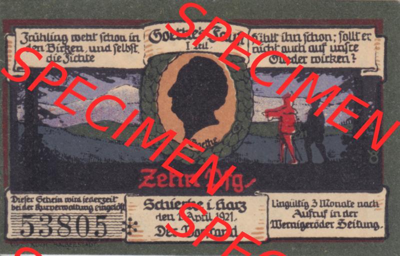 Notgeldscheine Schierke i. Harz, Gemeinde in Provinz Sachsen Notgeld 1921, 10 Pfennig Feuersteinklippen (1) Sammlung