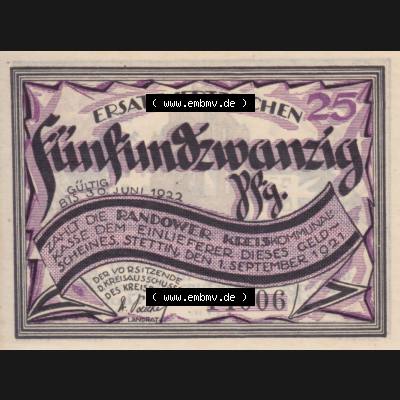 Notgeldscheine Randow, Kreis in Pommern Notgeld 1921, 25 Pfennig Lied Vers 3 Sammlung