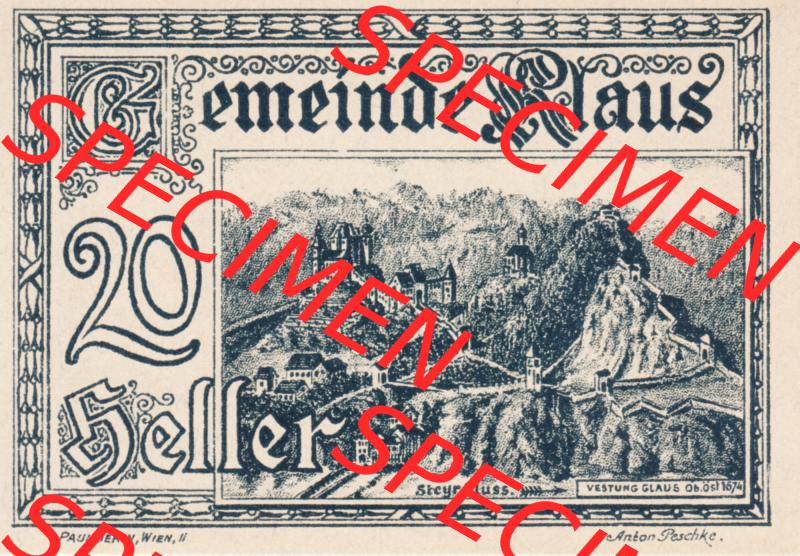 Notgeldscheine Vorarlberg Klaus 1920, I 20 Heller (1) Sammlung
