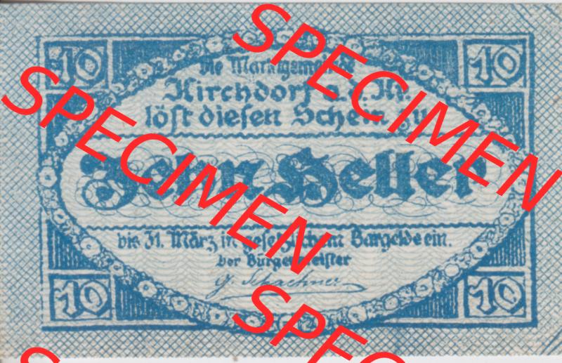Notgeldscheine Tirol Kirchdorf in Tirol 1921, 10 Heller (1) Sammlung