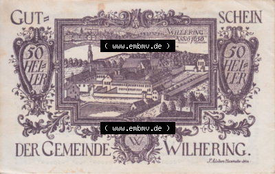 Notgeldscheine Oberösterreich Wilhering 1920, 50 Heller (1). Notgeld Oberösterreich Wilhering, Gemeinde, Notgeldscheine aus... Sammlung
