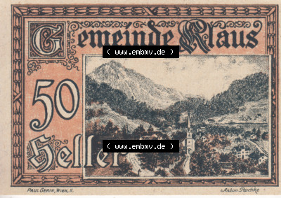 Notgeldscheine Vorarlberg Klaus 1920, IV 50 Heller (1) Sammlung