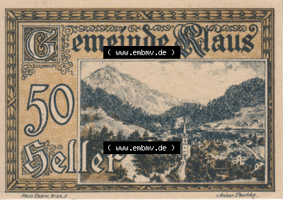Notgeldscheine Vorarlberg Klaus 1920, I 50 Heller (1) Sammlung
