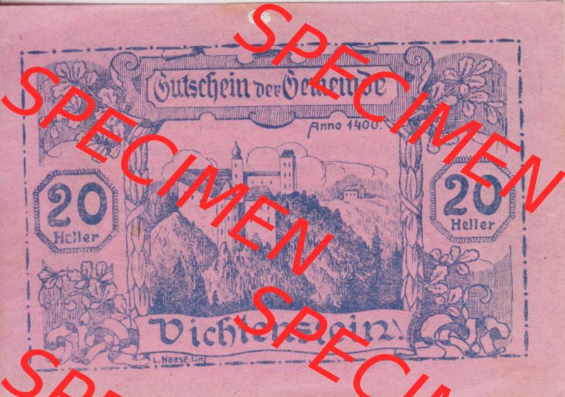 Notgeldscheine Oberösterreich Vichtenstein 1920, 20 Heller (1). Notgeld Oberösterreich Vichtenstein, Notgeldscheine aus Oberösterreich im online Katalog für... Sammlung