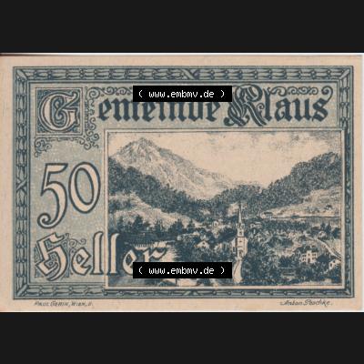 Notgeldscheine Vorarlberg Klaus 50-heller (1) Sammlung