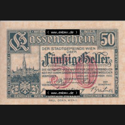 Notgeldscheine Wien 1920-1921, 50 Heller (1) Sammlung