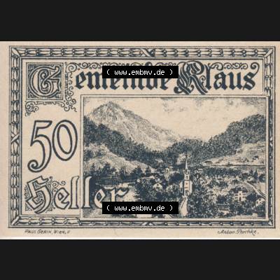 Notgeldscheine Vorarlberg Klaus 1920, II 50 Heller (1) Sammlung