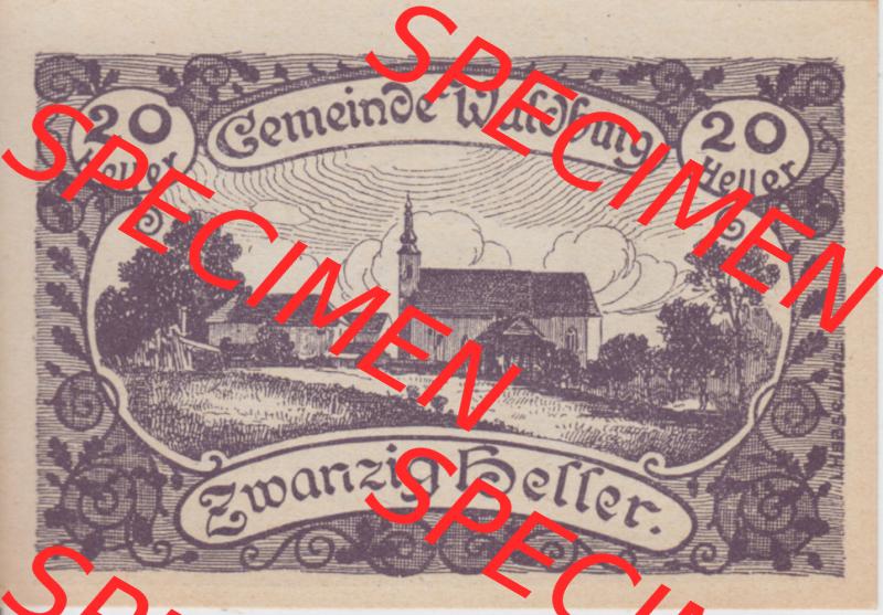 Notgeldscheine Oberösterreich Waldburg 1920, 20 Heller (1). Notgeld Oberösterreich Gemeinde Waldburg, Notgeldscheine aus Oberösterreich im online Katalog für... Sammlung