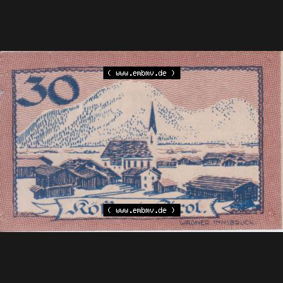 Notgeldscheine Tirol Kössen 1919-1920, 30 Heller (1) Sammlung