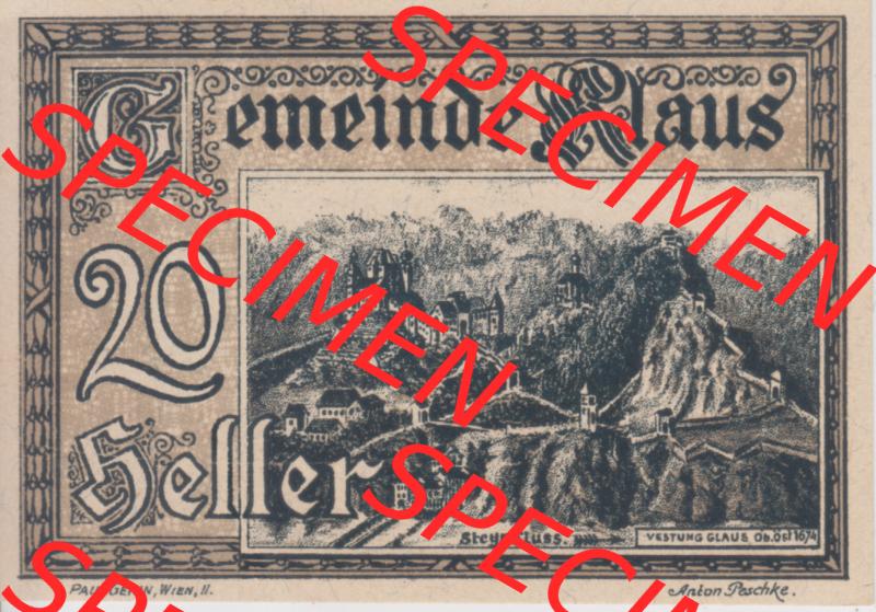 Notgeldscheine Vorarlberg Klaus 20-heller (1) Sammlung