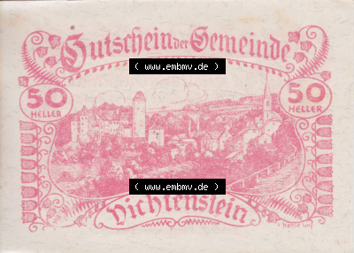 Notgeldscheine Oberösterreich Vichtenstein 1920, 50 Heller Rot (1). Notgeld Oberösterreich Vichtenstein, Notgeldscheine aus... Sammlung