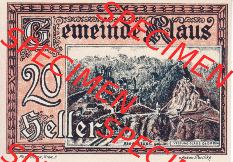 Notgeldscheine Vorarlberg Klaus 1920, III 20 Heller (1) Sammlung